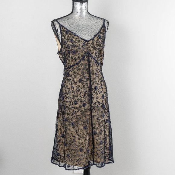 NWT Navy beaded cocktail dress - 14 - Picture 1 of 3